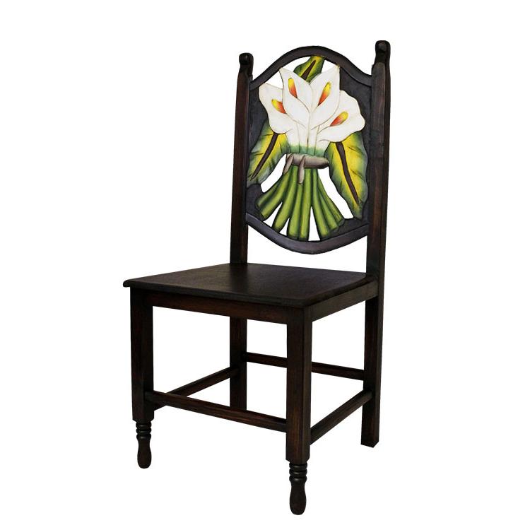 Mexican Rustic Calla Lily Carved Chair