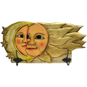 Mexican Rustic Eclipse Carved Coat Rack