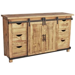 Mexican Rustic Pine Derby 60 Sliding Door TV Stand
