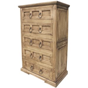 Mexican Rustic Pine Five-Drawer Mansion Dresser