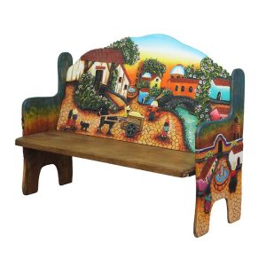 Mexican Rustic Pueblo # 2 Carved Triple Bench