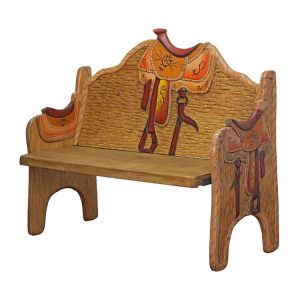 Mexican Rustic Saddle Carved Double Bench