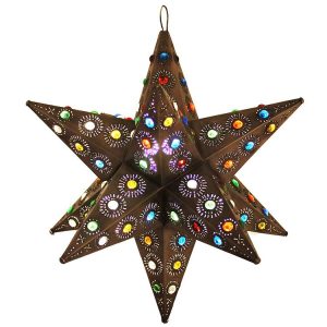 Mexican Tin Ixtapa Star with Marbles: with Oxidized Finish
