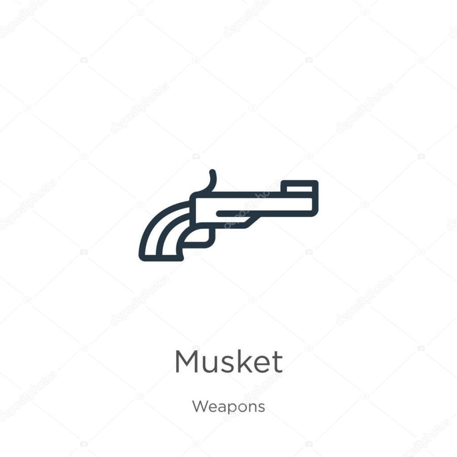 Musket icon. Thin linear musket outline icon isolated on white background from weapons collection. Line vector sign, symbol for web and mobile