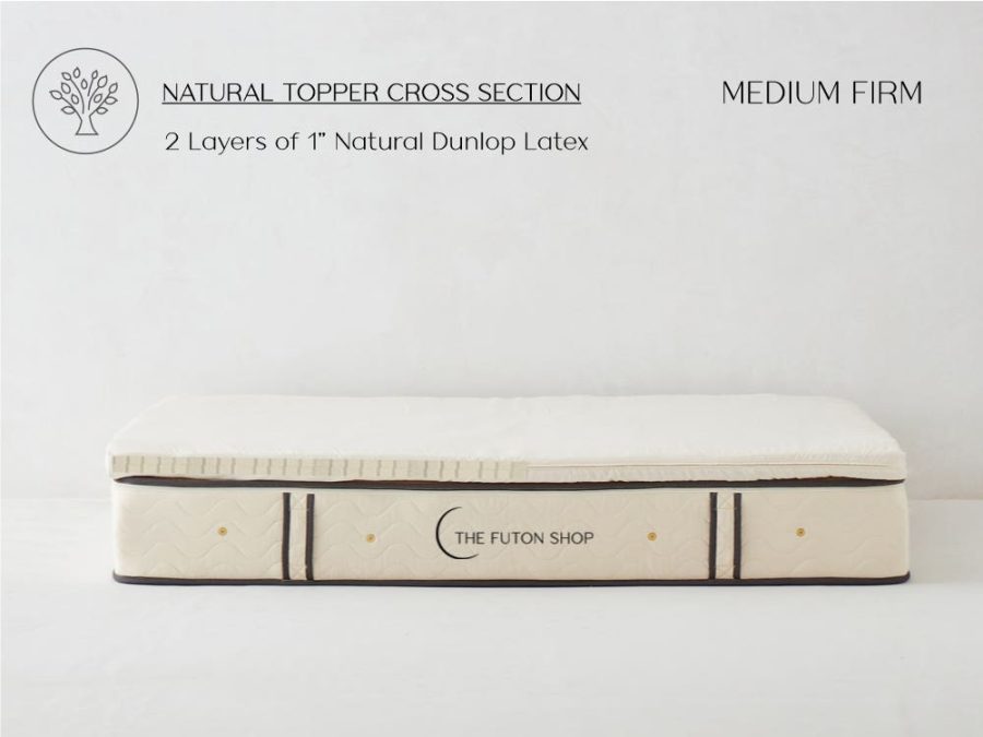 Natural Latex Mattress Topper - 2" Dunlop Latex Topper Medium Firm - The Futon Shop