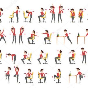 Office exercise set. Body workout for office