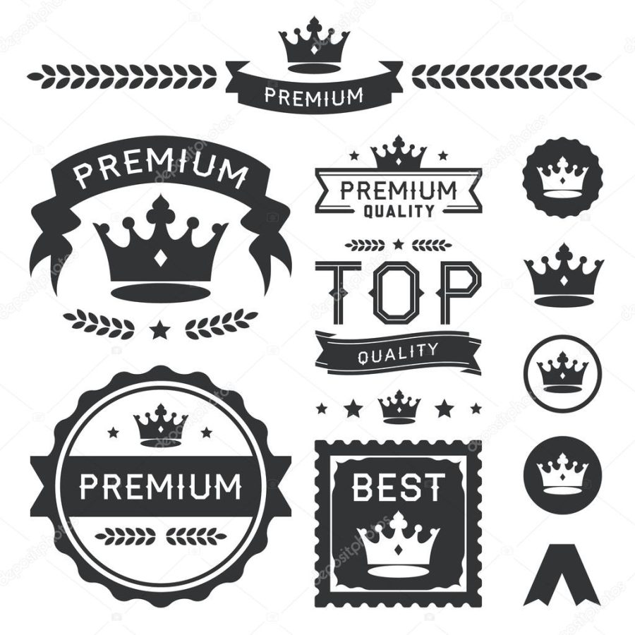 Premium Crown Badges & Vector Element Collection