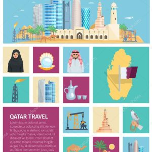 Qatar Culture Flat Icon Set