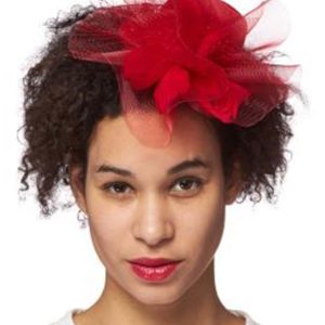 Red Burst Trim Fascinator Hat