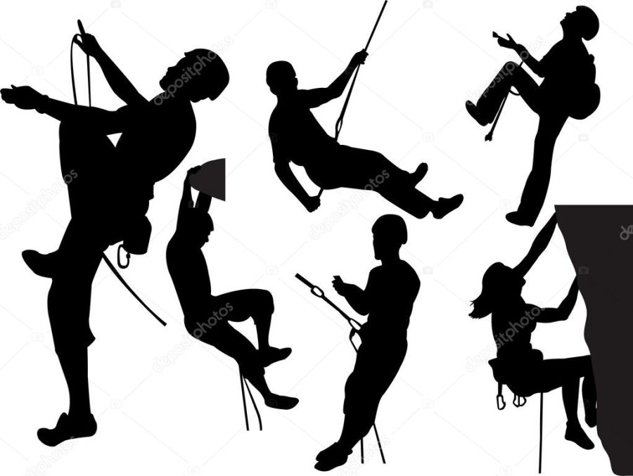 Rock climbers silhouettes