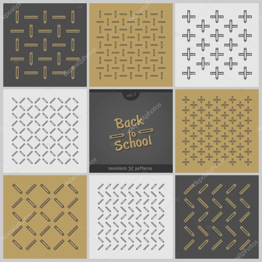 School design vector elements, pattern retro collection (color)