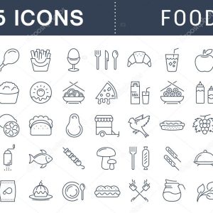 Set Line Icons Food
