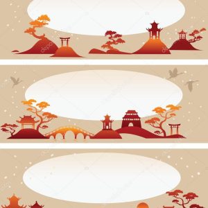 Set banners: Abstract Asian Landscapes