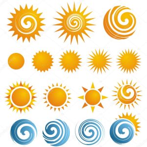 Set of Sun icons and design elements