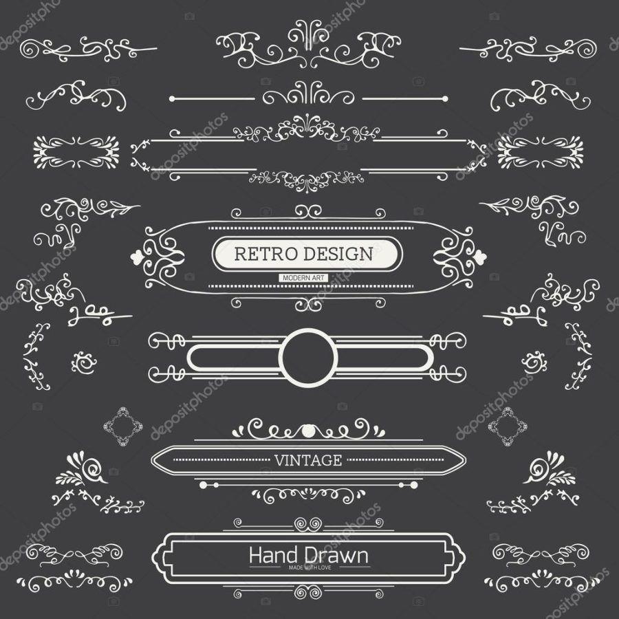 Set of Vintage Decorations Elements