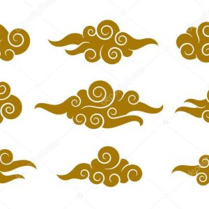 Set of abstract cluods, chinese style elements.