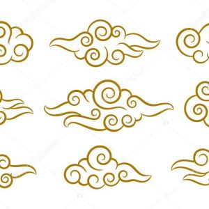 Set of abstract cluods, chinese style elements.