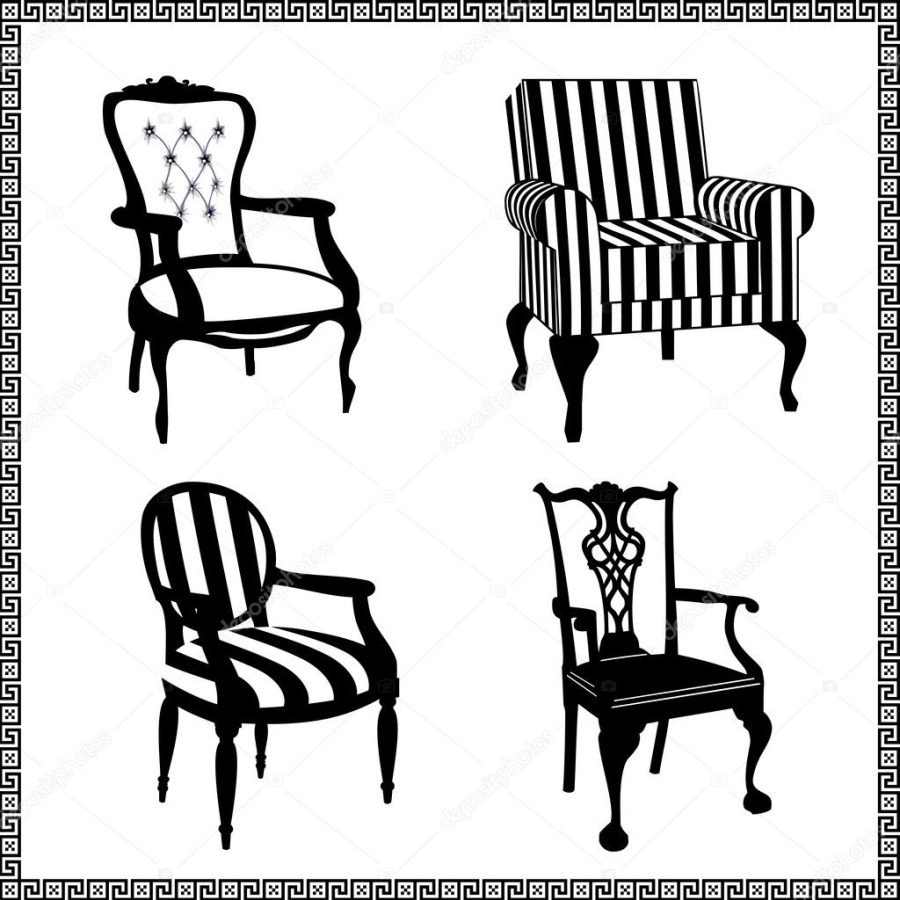 Set of antique chairs silhouettes