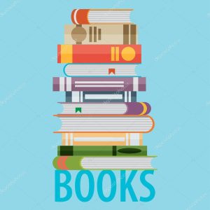 Set of books in flat design