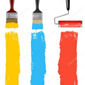 Set of colorful paint roller brushes. Vector illustration.