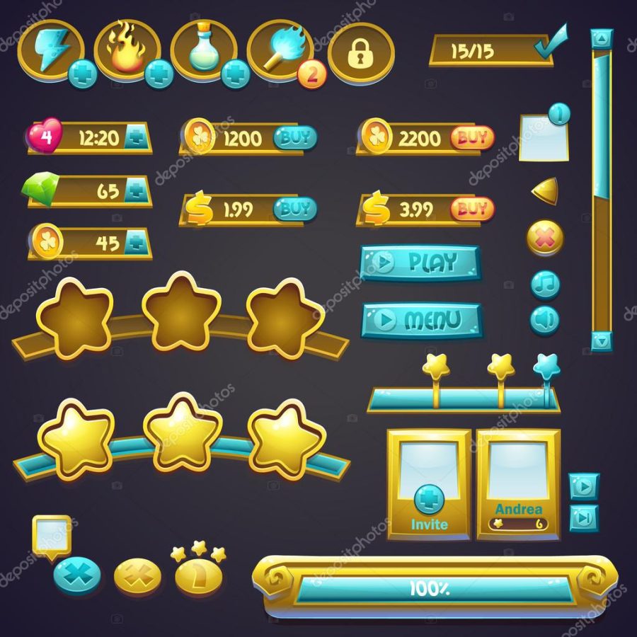 Set of different elements in a cartoon style