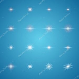 Set of glowing light effect stars bursts