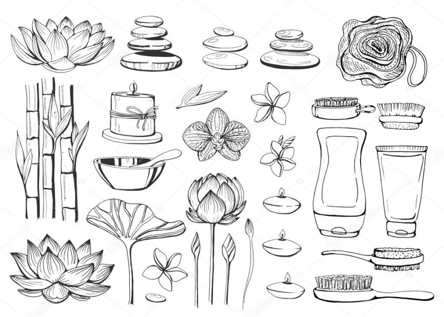 Set of hand drawn elements spa