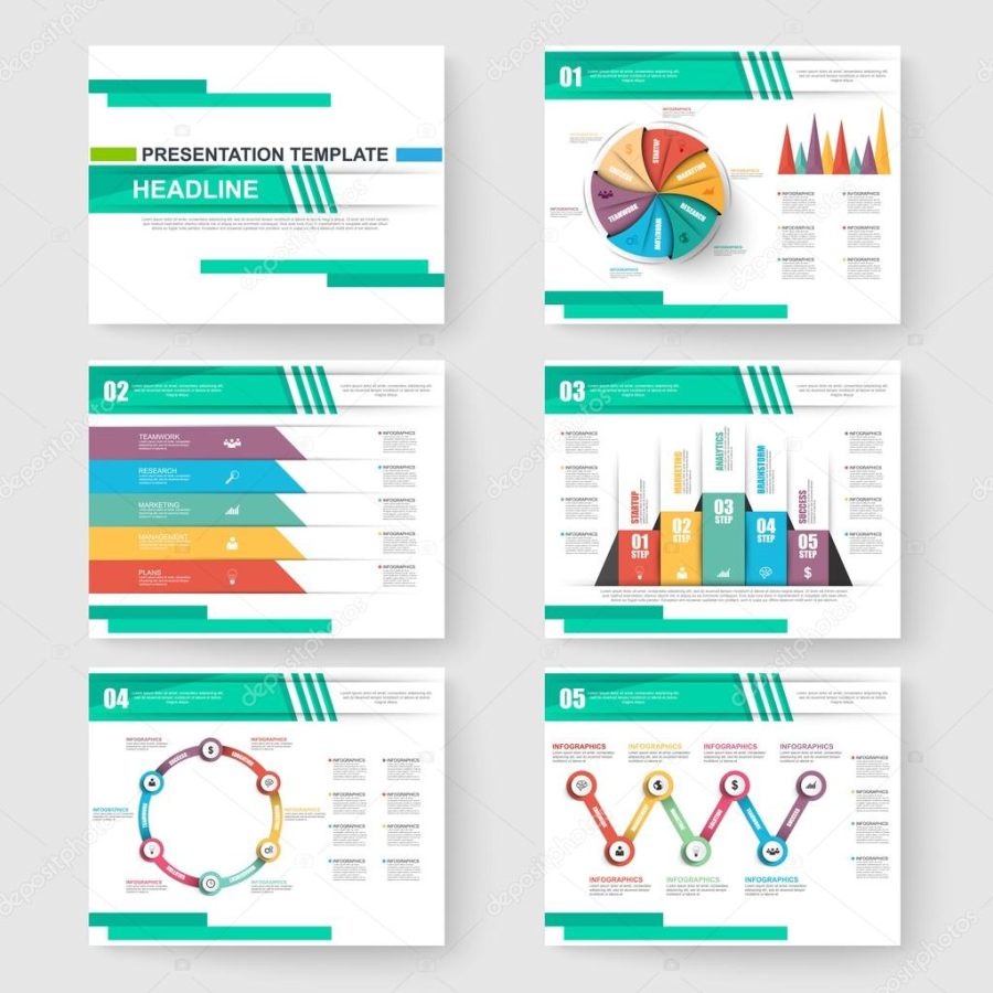 Set of presentation slide templates powerpoint and business vector brochures