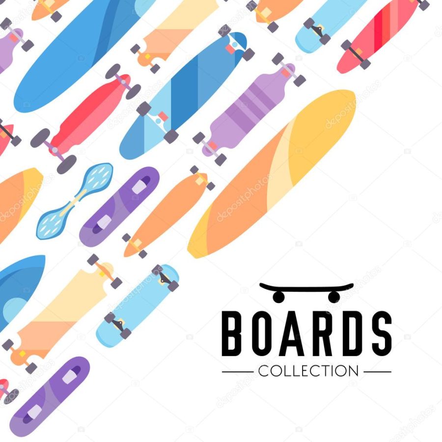 Skateboarding boards theme illustration