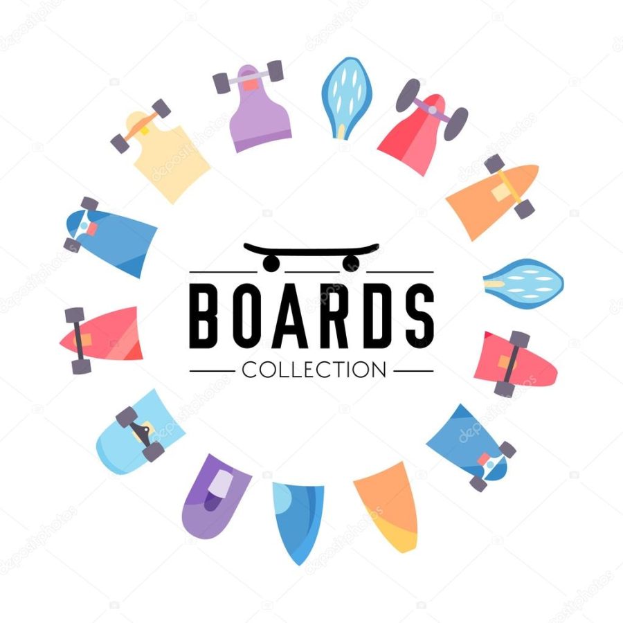 Skateboarding boards theme illustration