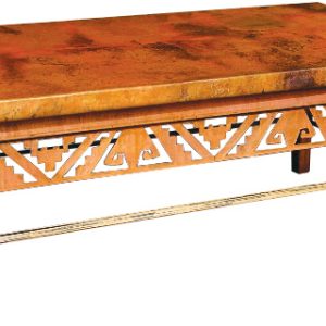 Small Rectangular Petroglyph Coffee Tablewith Copperized Iron Finish