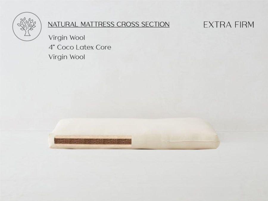 Snuggles Coconut and Wool Crib Mattress - Chemical Free Wool & 4" Coconut - Extra Firm