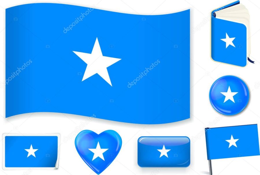 Somalian flag in seven shapes. Editable and separate layers.