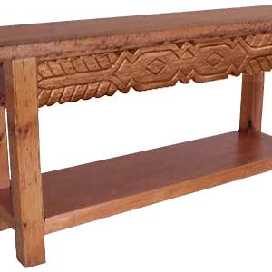 Southwestern Rustic Large Barrotes Console Table with Green/Red Under Finish