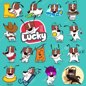 Sticker Collection of Emoji Cartoon Dog Emoticons