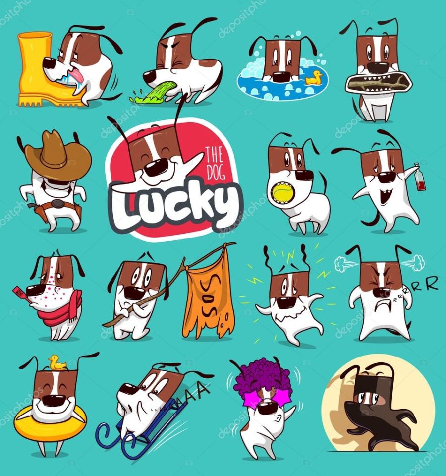 Sticker Collection of Emoji Cartoon Dog Emoticons