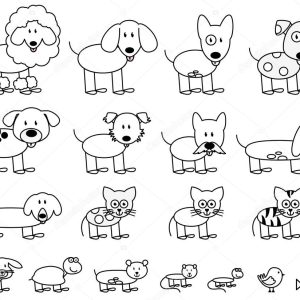 Vector Collection of Cute Stick Figure Pets and Animals
