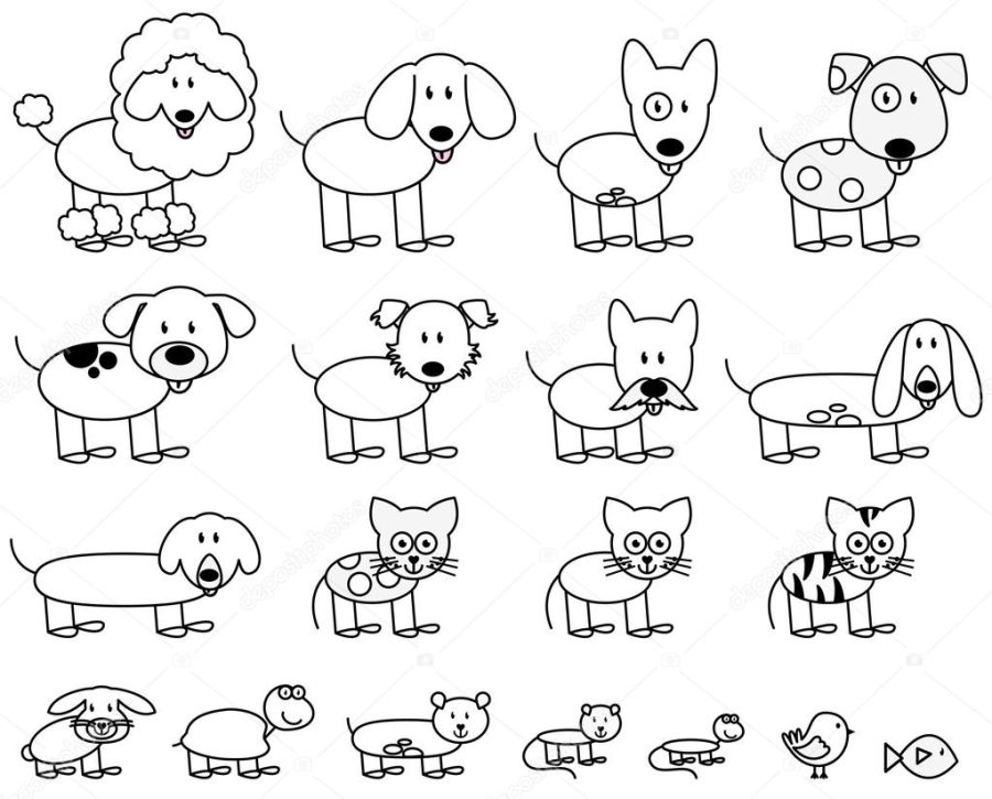 Vector Collection of Cute Stick Figure Pets and Animals