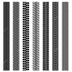 Vector set of detailed tire prints