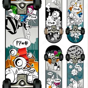 Vector set of graffiti skateboards styles