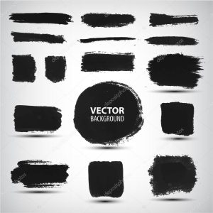 Vector set of ink brush strokes