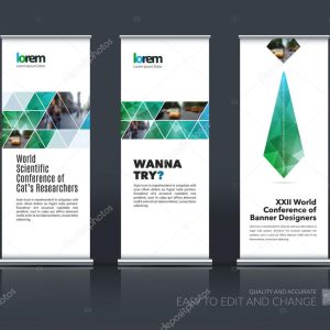 Vector set of modern roll Up Banner stand design with abstract b