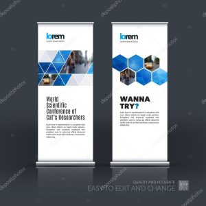 Vector set of modern roll Up Banner stand design with abstract b