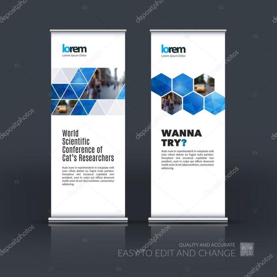 Vector set of modern roll Up Banner stand design with abstract b