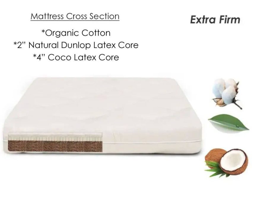 Vegan Cocorest Vegan Coconut Coir Mattress - Vegan Coco Mattress 4" Coconut 2" & Latex - 8 Inch Extra Firm - The Futon Shop