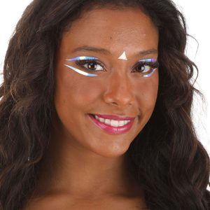 Vibe Checks Holographic Face Decals in Electric Opal