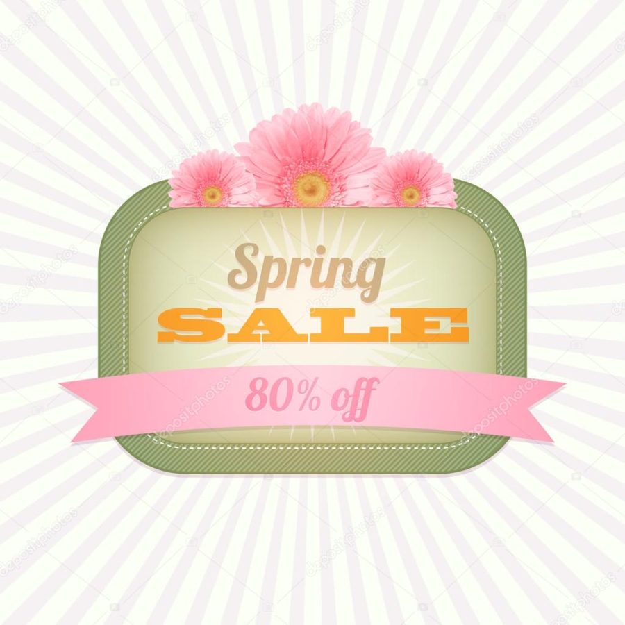 Vintage card - Spring Sale. Vector illustration