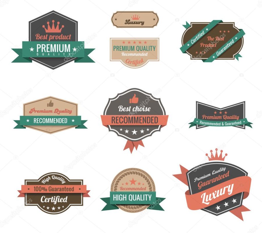 Vintage labels collection. Premium quality. Creative trendy design. Retro logo template high detail. Insignia Vector. Editable.