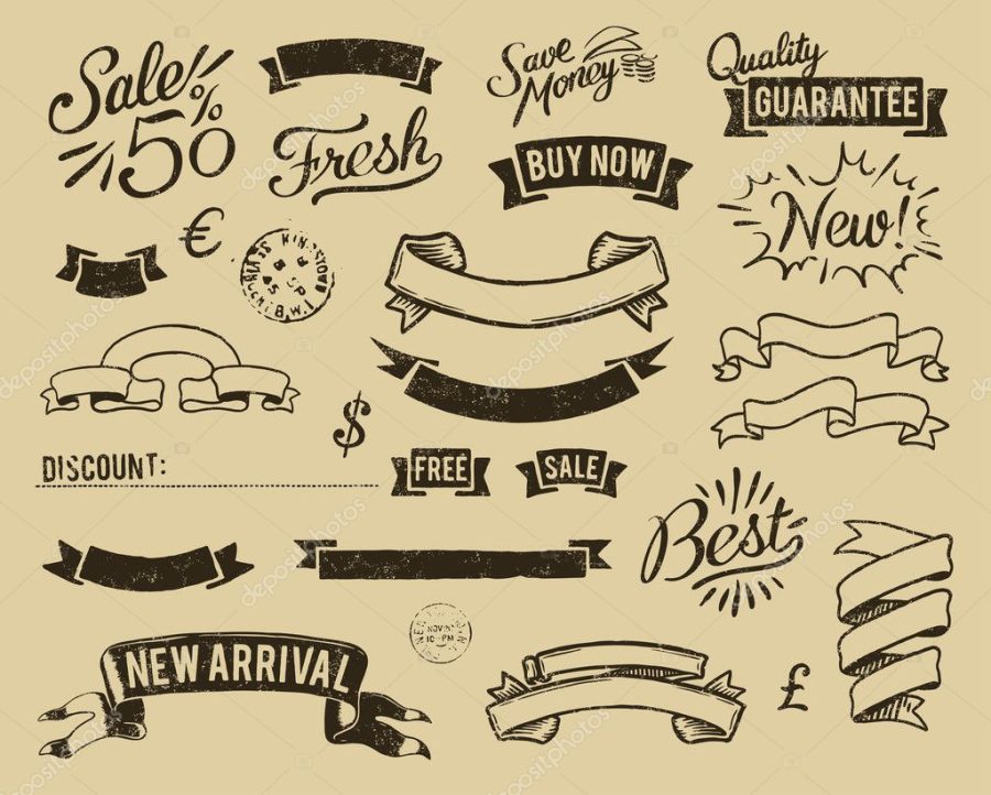 Vintage sale icons set