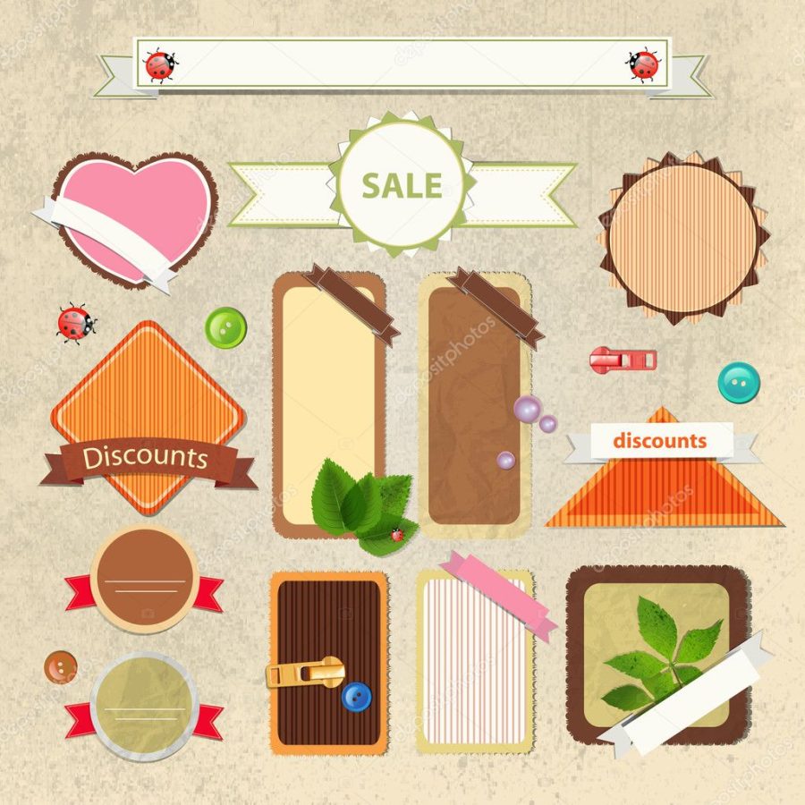 Vintage sale signs vector illustration